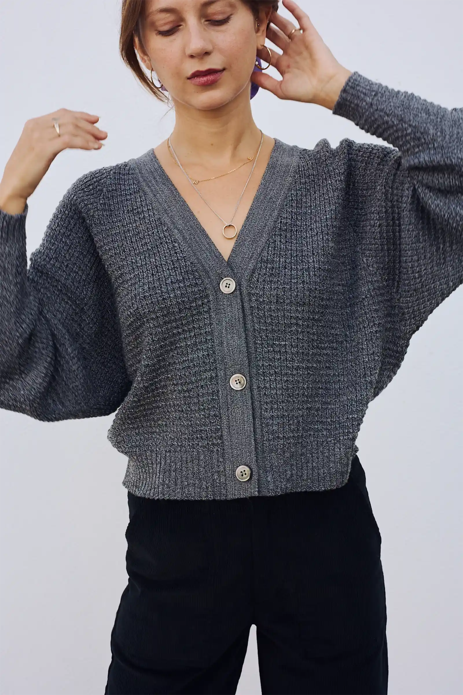 Merino Cardigan Knit | Speckled Grey - Barbeachs