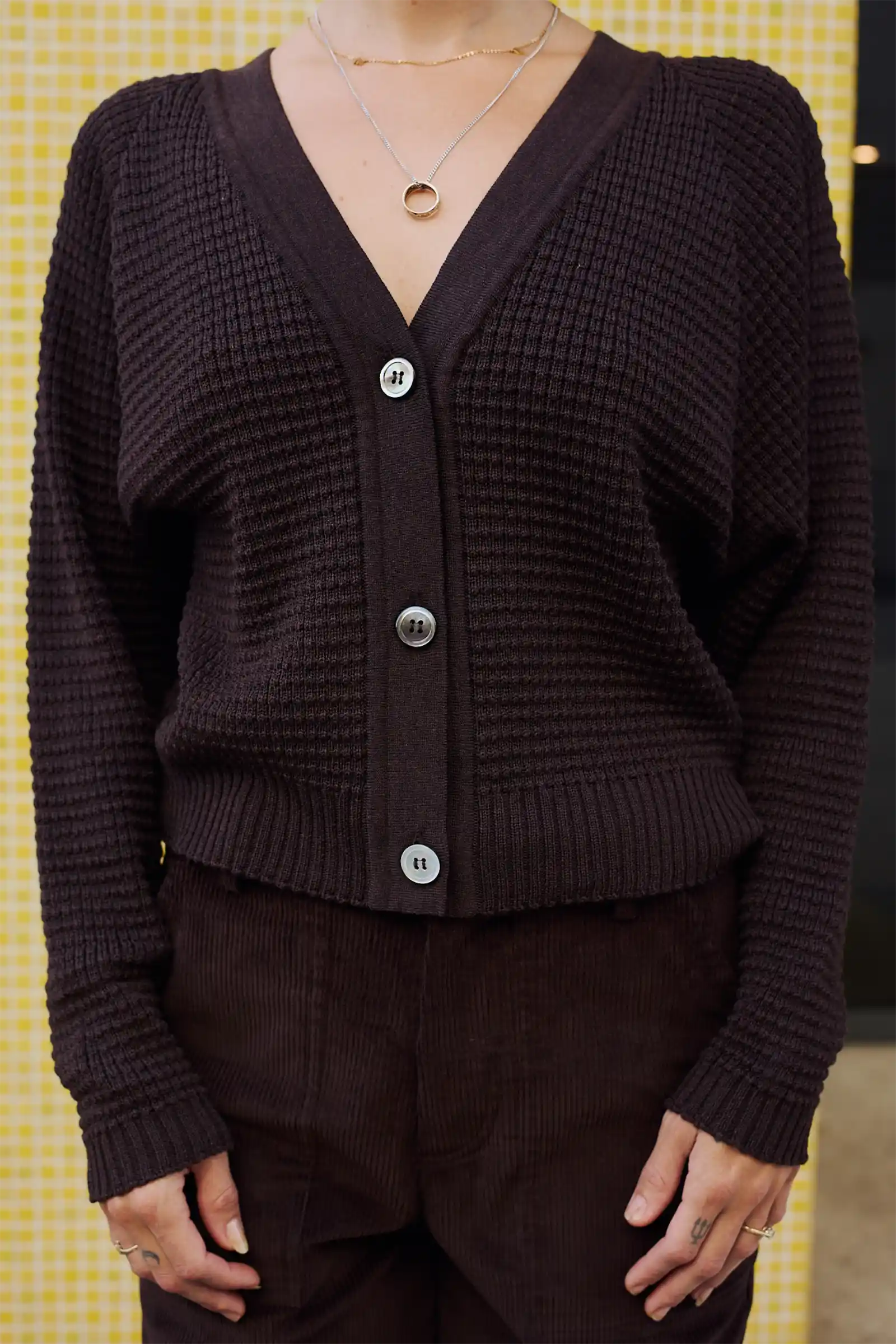 Merino Cardigan Knit | Chocolate - Barbeachs
