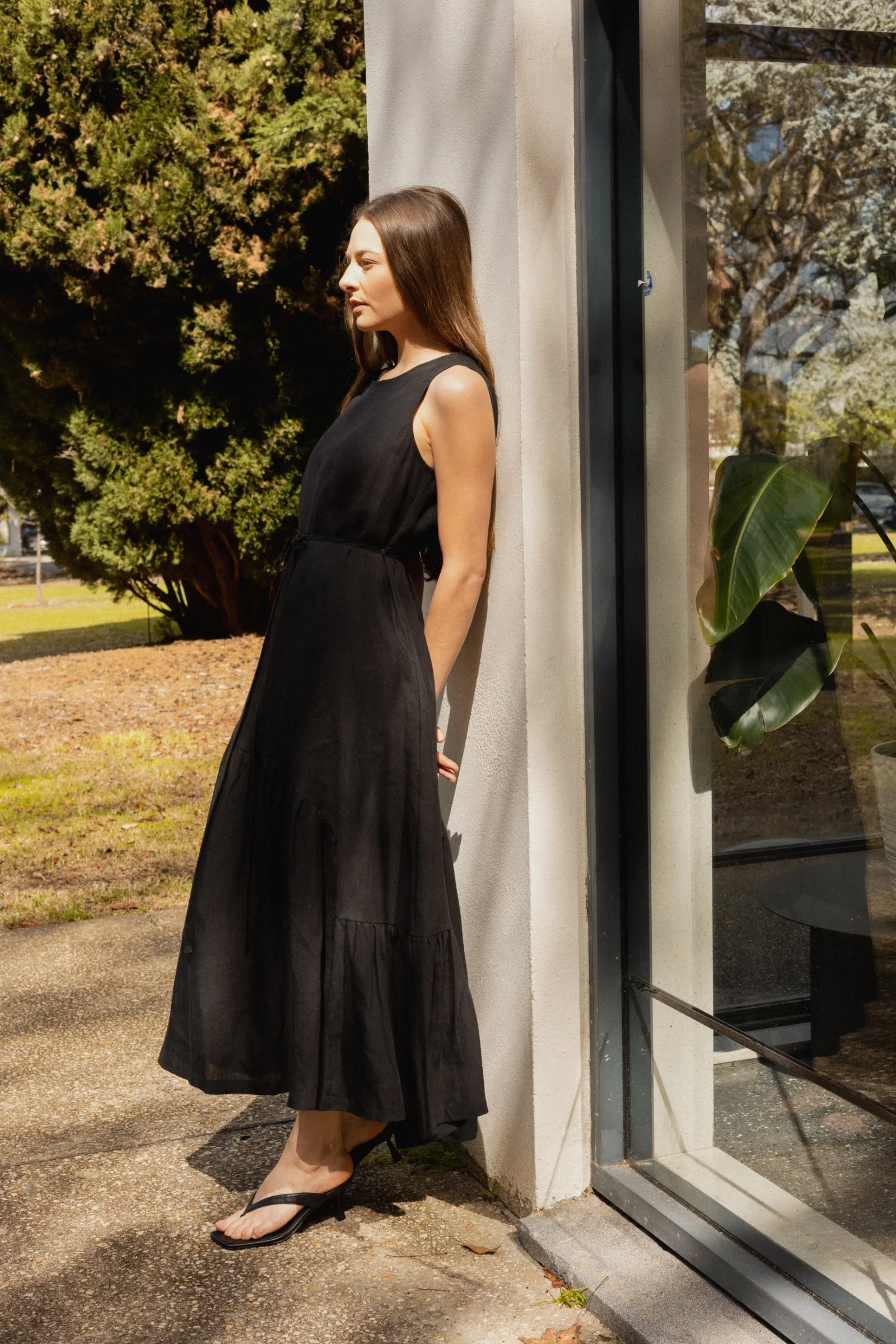 Asymmetric Maxi Dress | Black - Barbeachs