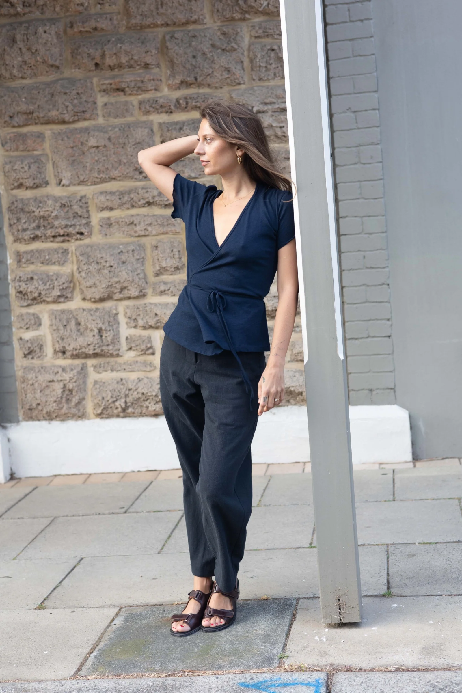 Organic Cotton Wrap Tee | Indigo - Barbeachs