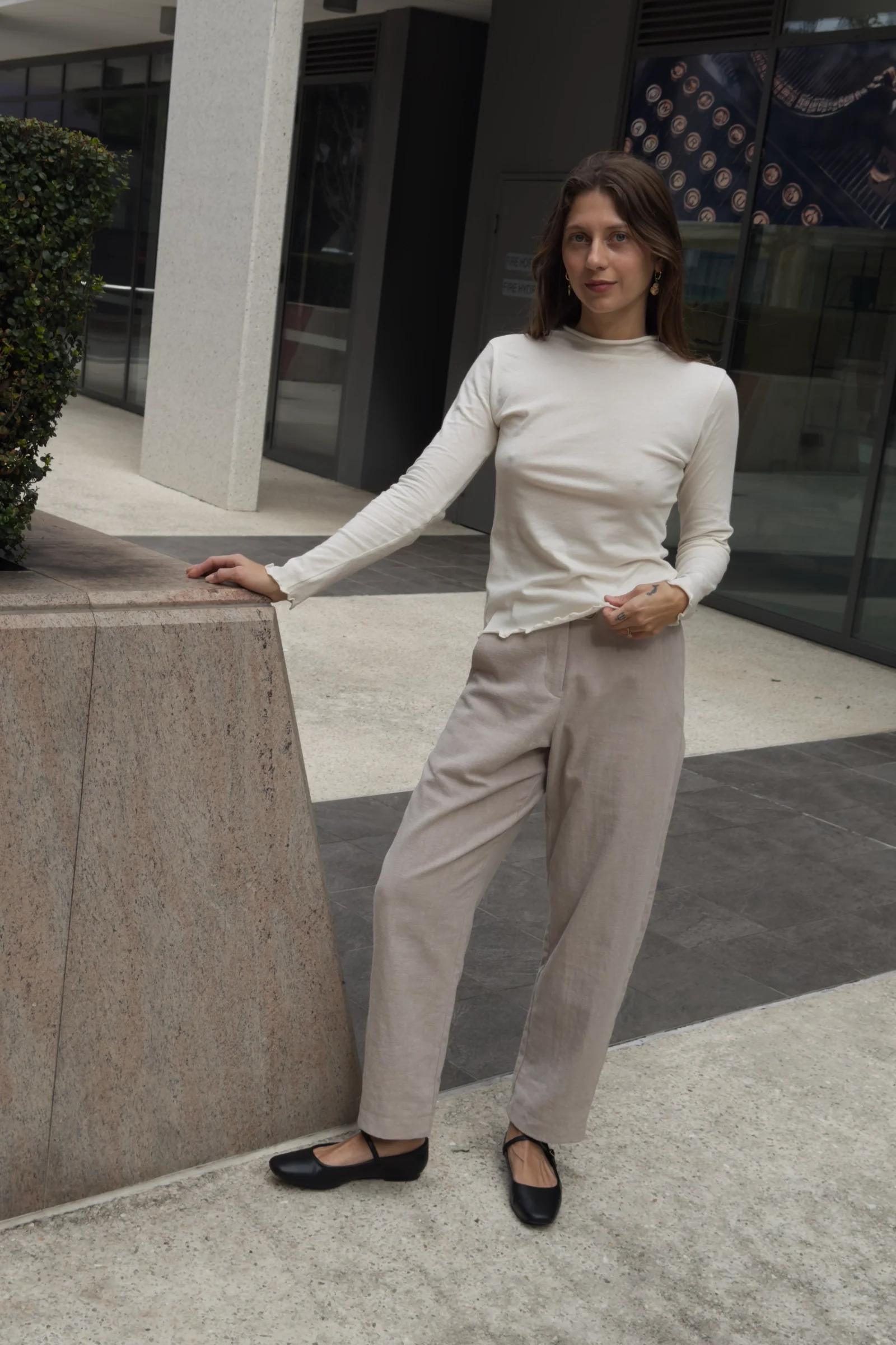 Organic Cotton Long Sleeve Tee | Cream - Barbeachs