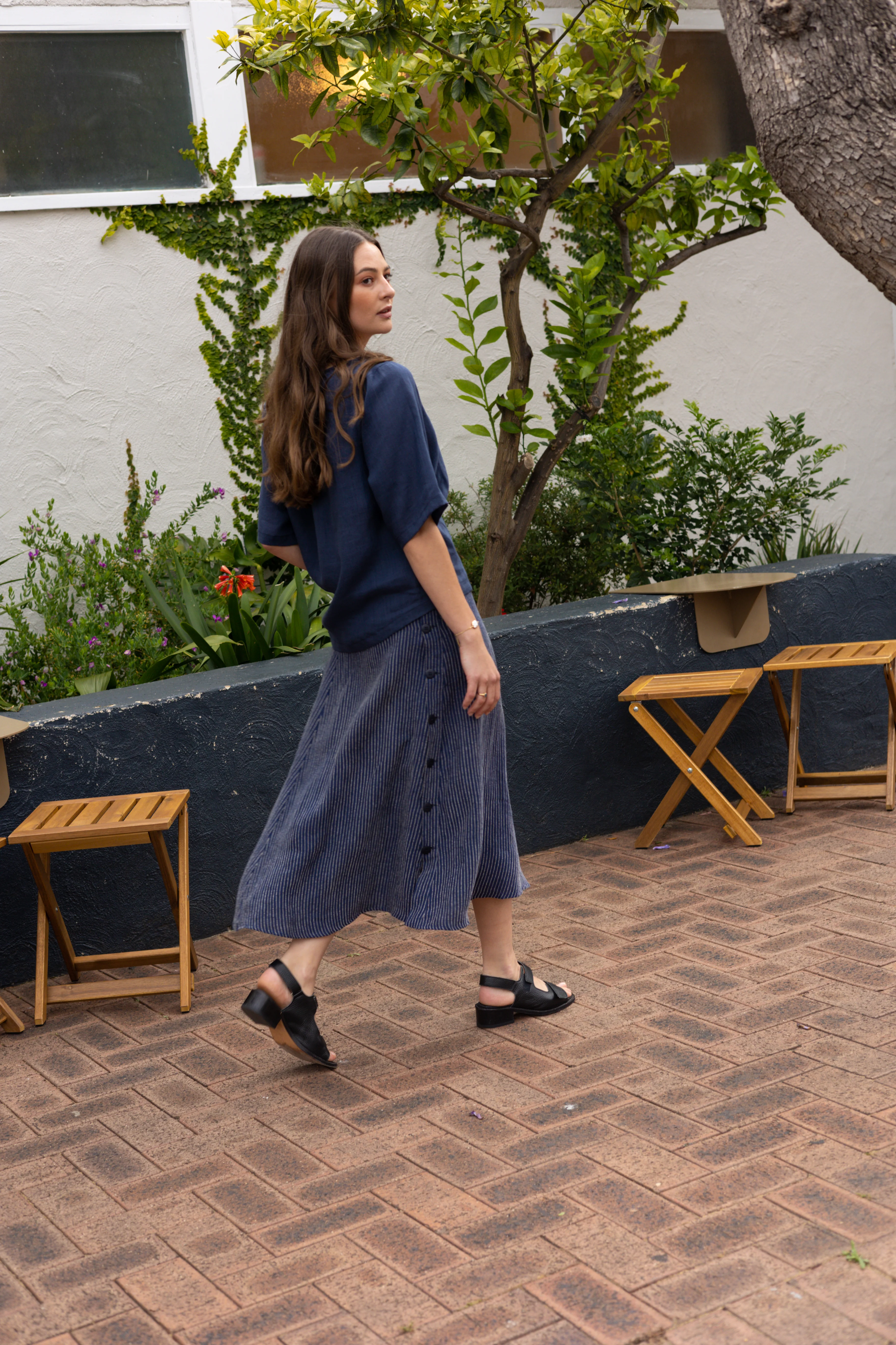 Blue and White Stripe Skirt - Barbeachs
