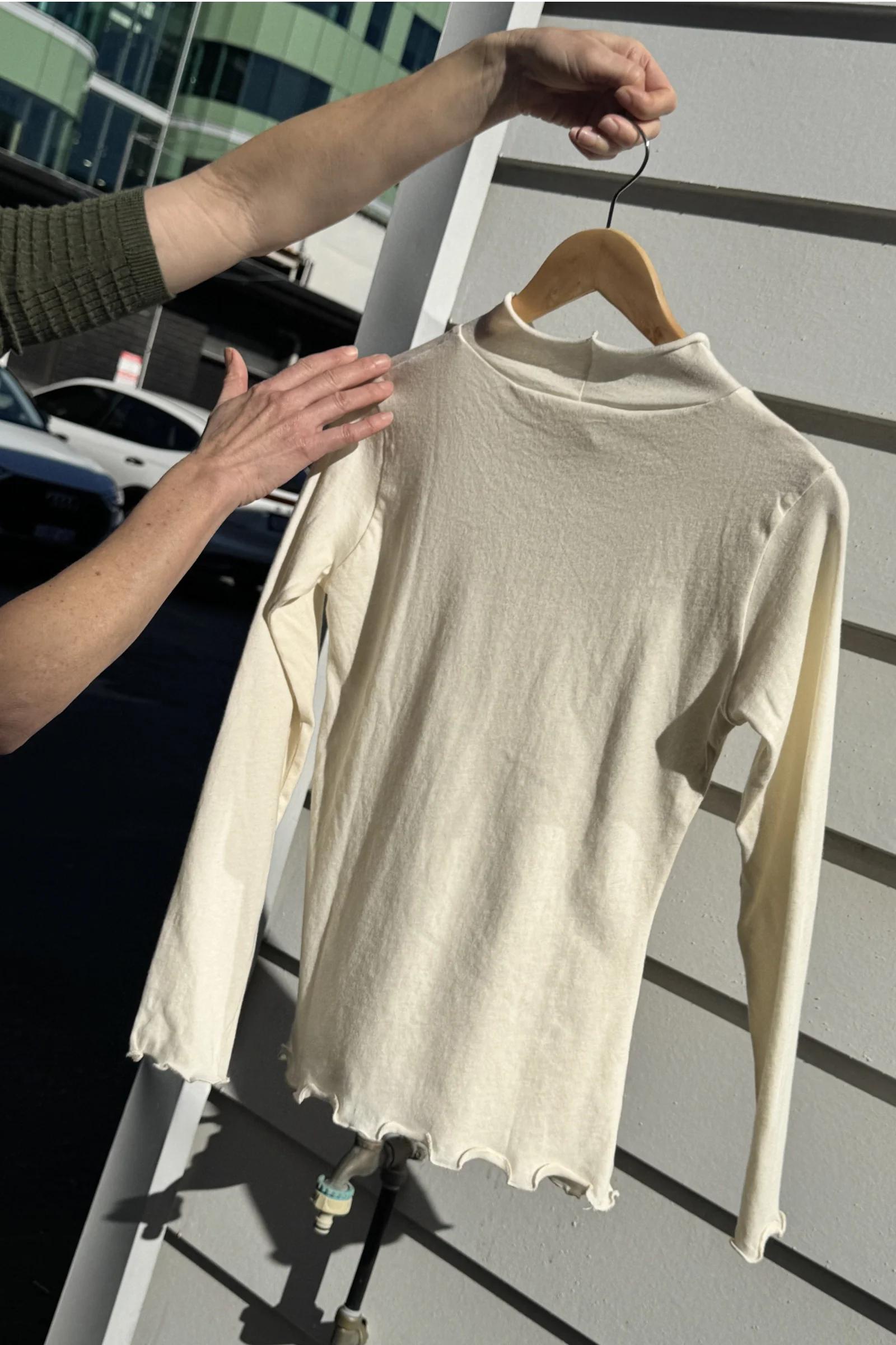 Organic Cotton Long Sleeve Tee | Cream - Barbeachs