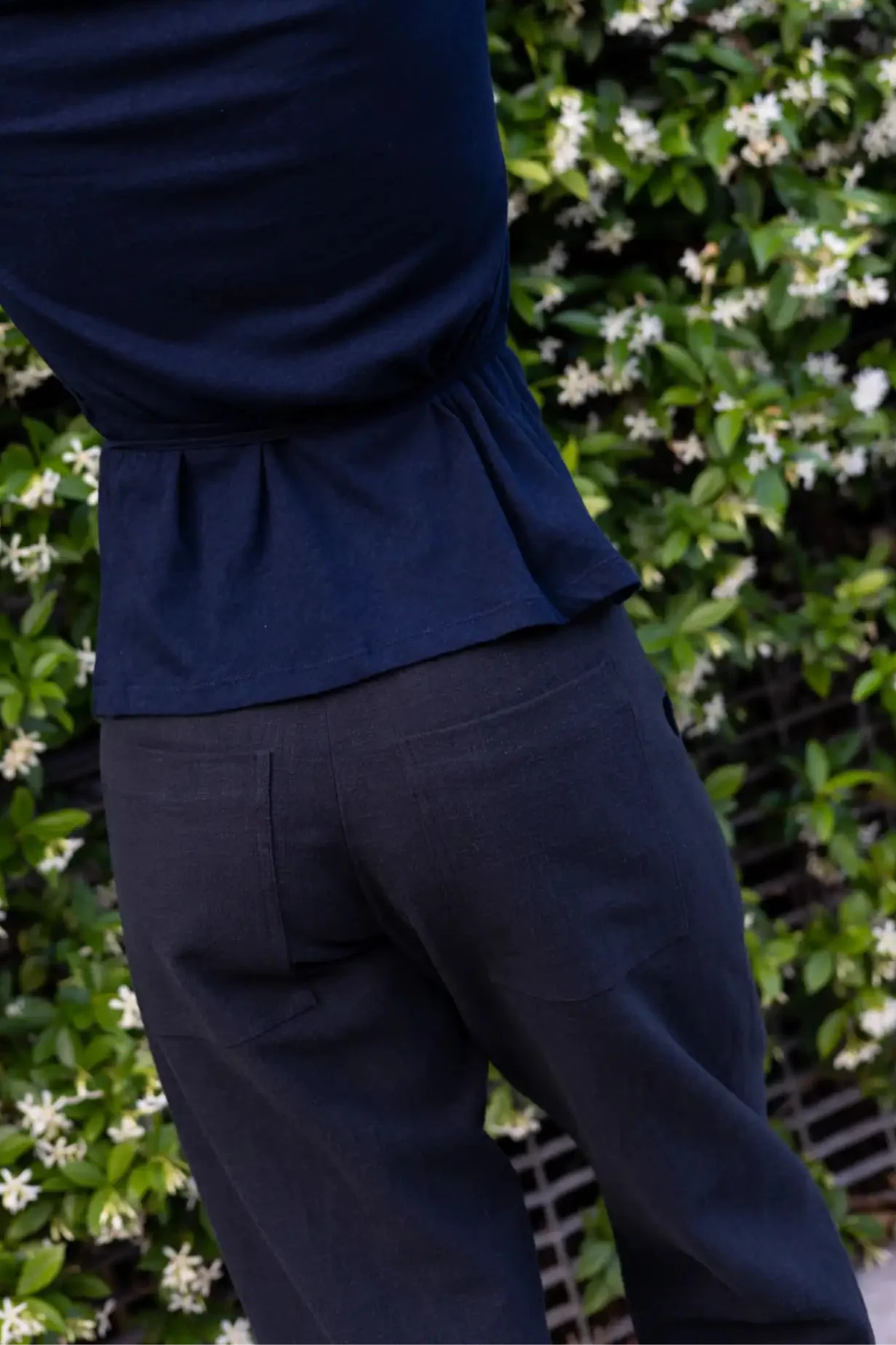 Linen Barrel Leg Pant | Black - Barbeachs