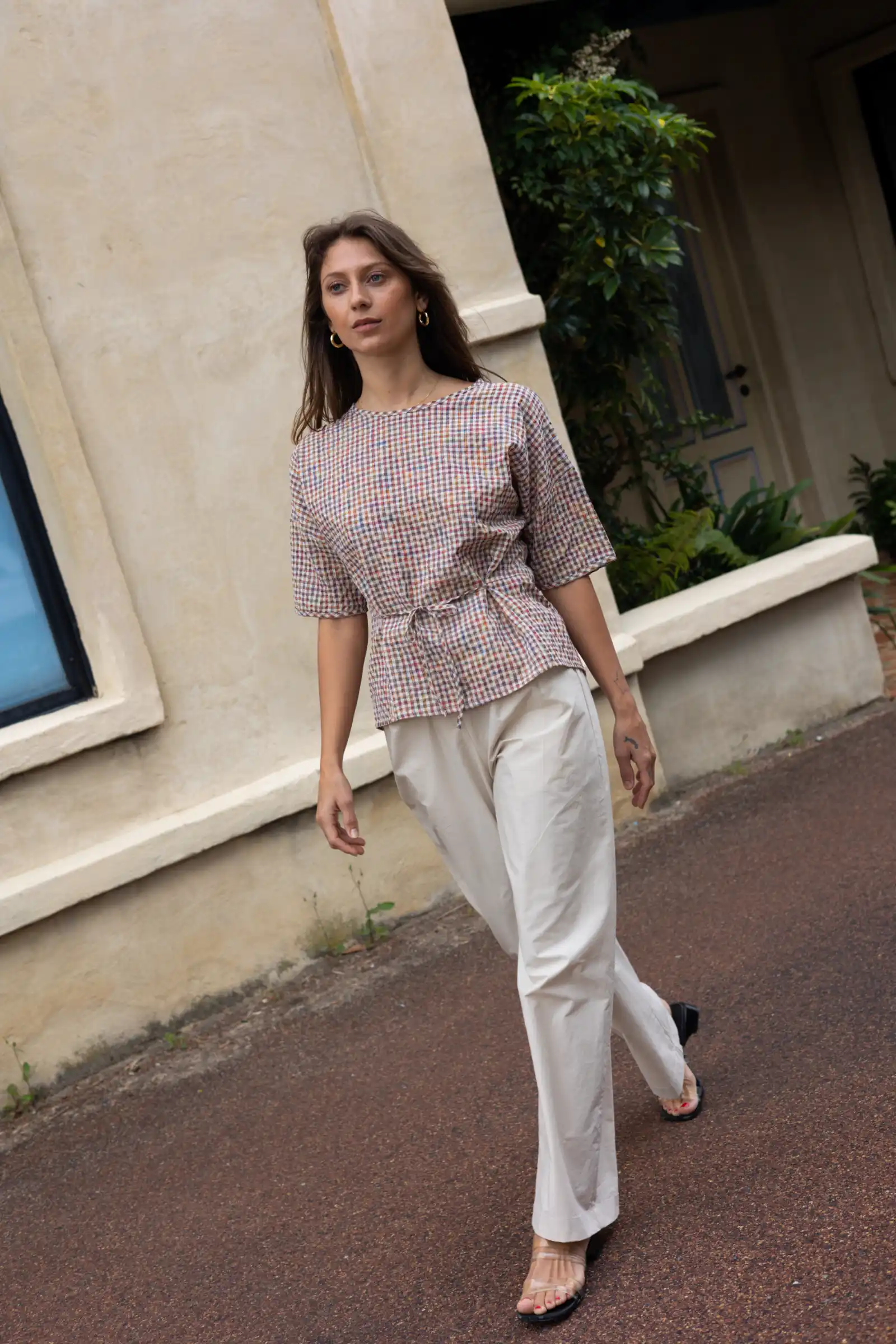 Gather Top with Ties | Multi Gingham - Barbeachs