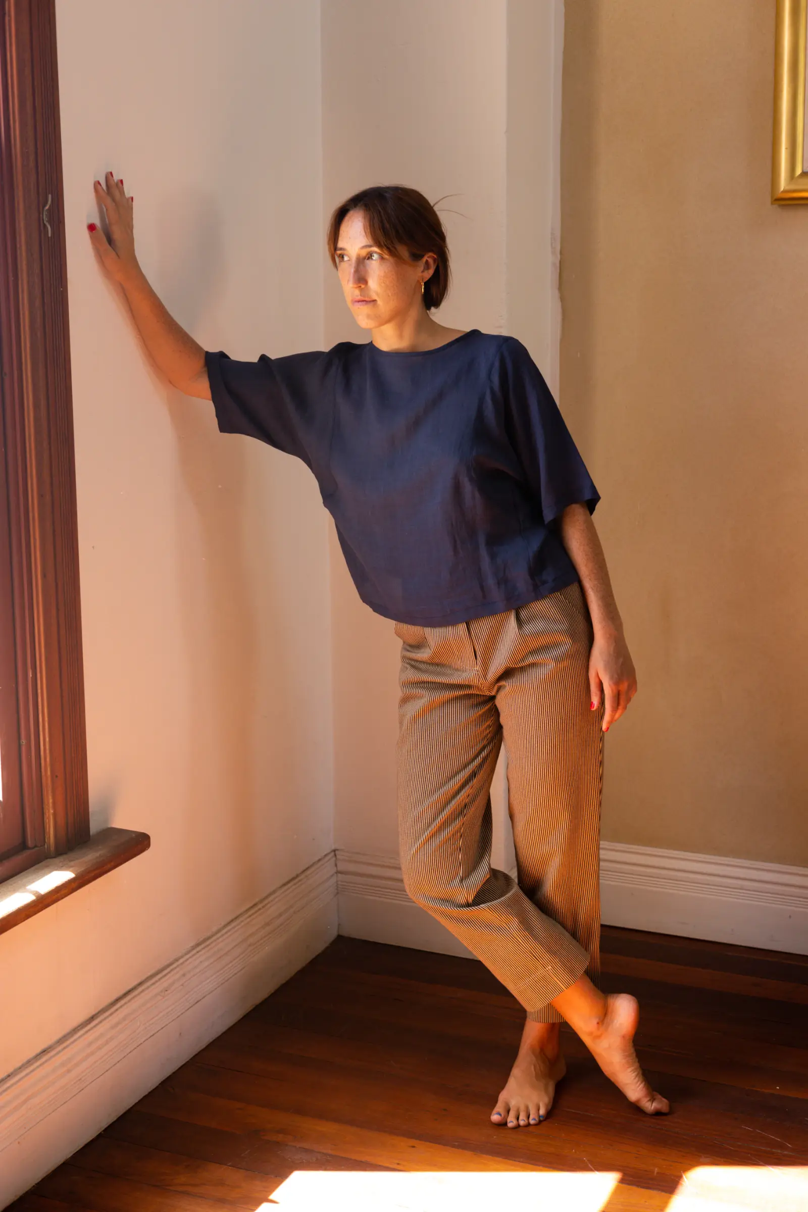 Raised Trouser | Pencil Stripe Denim - Barbeachs